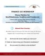 Finance 101 Workshop Finance 101 Workshop